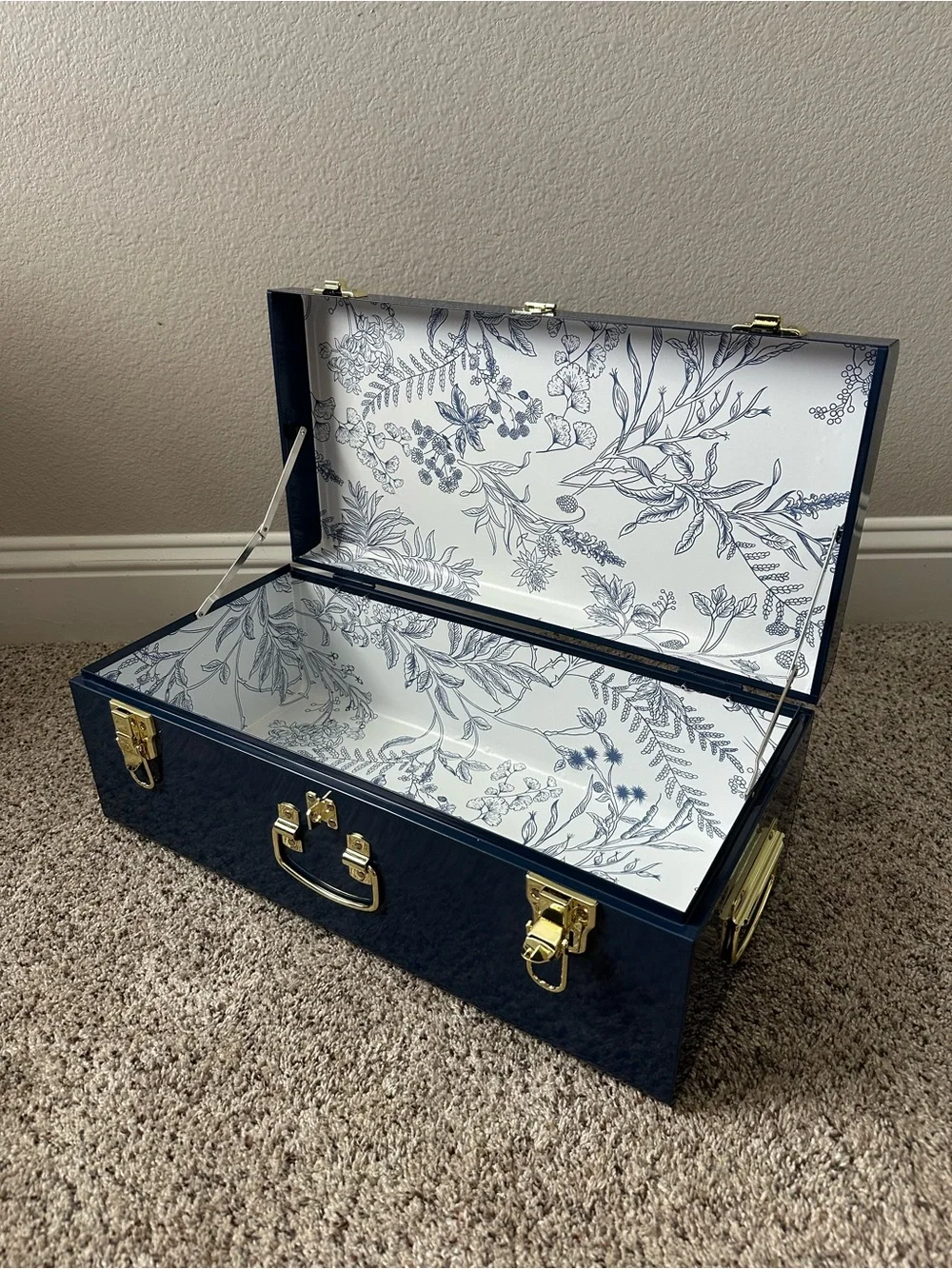 Blue Metal Keepsake Trunk - Baby or Wedding